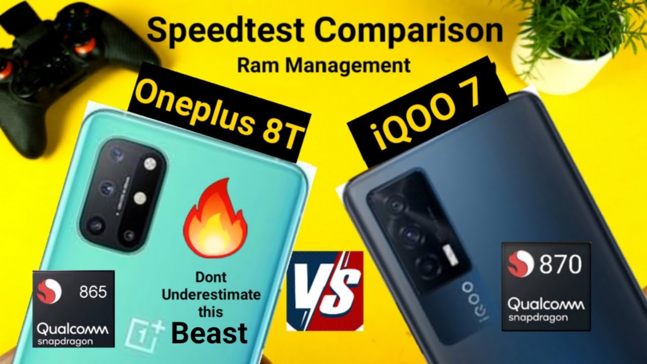 iQOO 7 vs Oneplus 8T speedtest, ram management test snapdragon 865 vs snapdragon 870 🔥🔥🔥