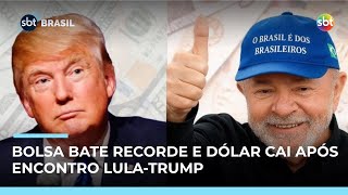 Bolsa fecha em alta histórica e dólar cai após encontro Lula-Trump | #SBTBrasil