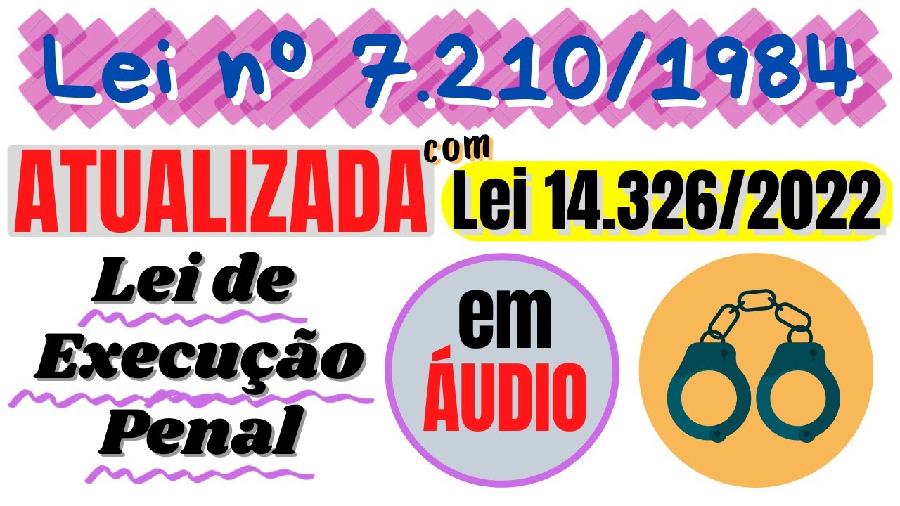 LEP em ÁUDIO ATUAL. c/ Lei 14.326/2022 - Objeto e Aplicação, Condenado, Internado - Art. 1º a 60