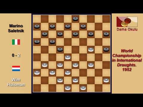 Wim Huisman (NLD) - Marino Saletnik (ITA). Draughts World Championship. 1952.