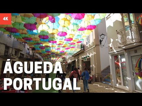 [4K] Águeda & Umbrella Sky Project, Portugal Walking Tour | City Walk @ambiencegrid
