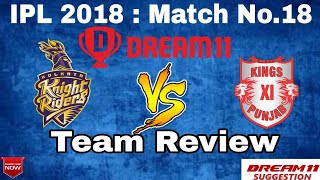 KKR vs KXIP ipl t20 match no.18 dream11 team review playing11 and news
