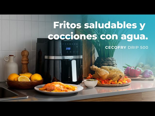 Friggitrice ad aria Cecotec Cecofry Drip 5000 5,5L 1500W con spray acqua e 8 menu video