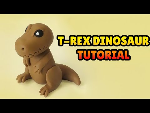 🔴DIY How to make MINIATURE T-REX DINOSAUR - Easy Polymer Clay, plastilina, Fondant Tutorial