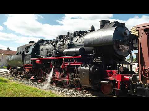 Plandampf im Ries (Bayerisches Eisenbahnmuseum). Planned freight steamtrains around Nördlingen.