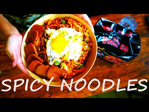 How to make BULDAK RAMEN (Spam and Eggs) : Taste Test