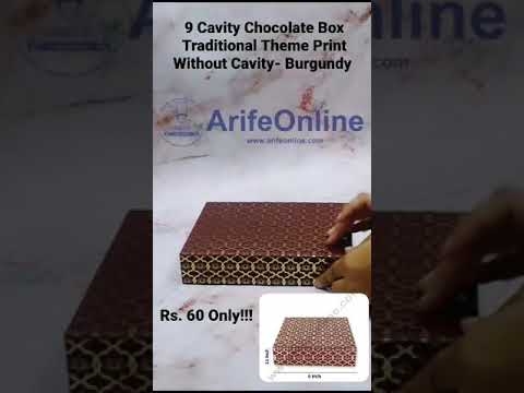 9 Cavity Chocolate Box Traditional Theme Print without Cavity (1 PC Pack ) - Burgundy Rs. 60 ONLY!!