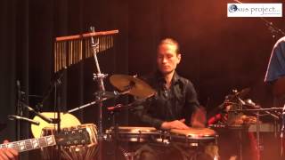 Nicolas leroy - percussion setup with Oxus: Conga, Tabla, Darbuka, Daf, Tama...