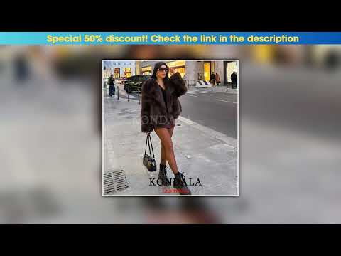 First Look KONDALA Casual Brown Thick Fur Jackets Women Long Sleeve V Neck Autumn Winter Faux Fur C