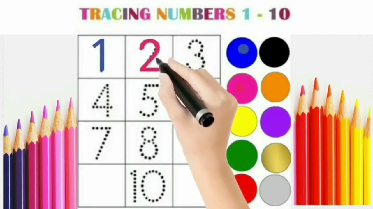Tracing & Coloring Numbers 1 to 10 Worksheet for Kids | Numbers for kids 🎨🔢