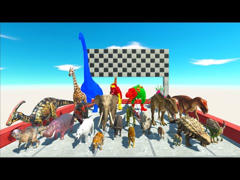 Speed Race Through Jungle of All DINOSAURS vs ANIMALS SUPERHEROES - Animal Revolt Battle Simulator