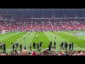 From the stands : Cristiano Ronaldo comes out for first warm up in front of United fans