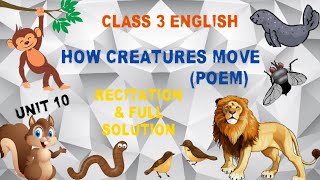 Class 3 English/ HOW CREATURES MOVE/New words,Ques Ans and full solution of textbook exercise/ NCERT