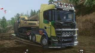 Excavator transport, to Quarry : Aerial view, Truckers of Europe 3: Mobile GamePlay