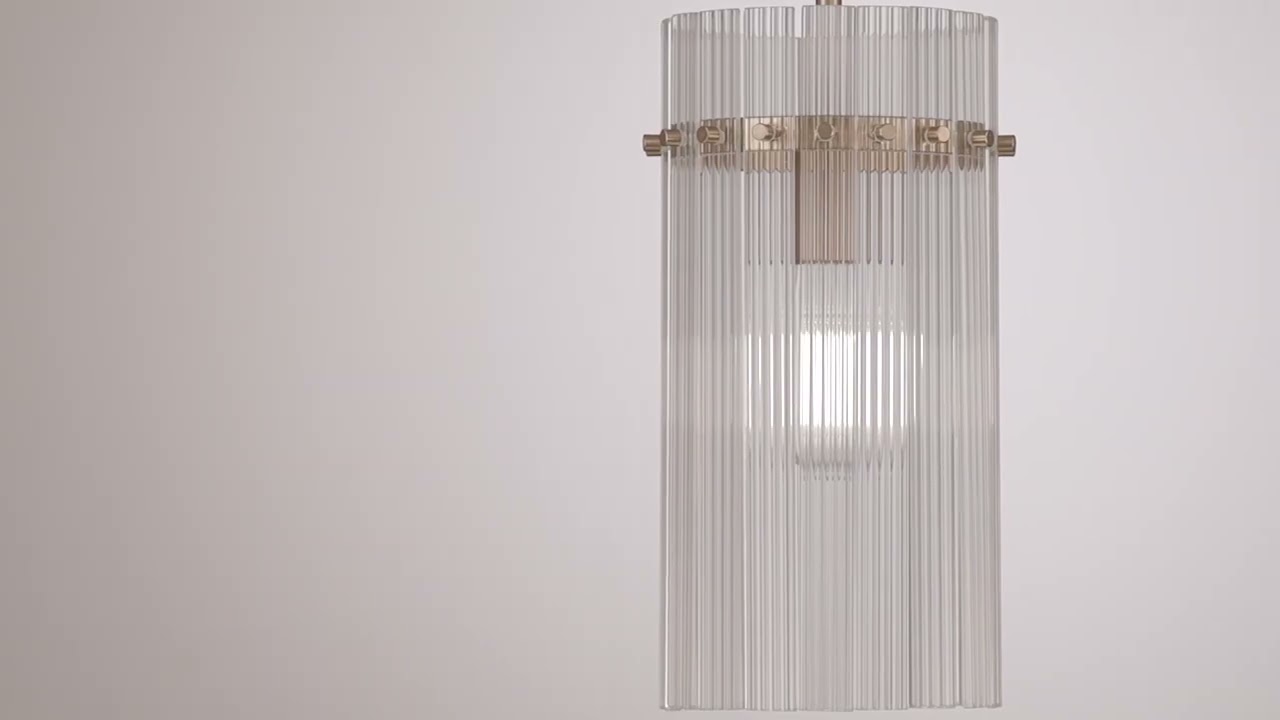 Video1 of Possini Euro Emerson 7" Wide Matte Brass and Glass Mini Pendant Light