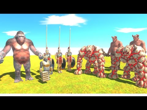 X5 ANCIENT HUMANS + X1 PRIMATES VS X2 INFERNALS - ANIMAL REVOLT BATTLE SIMULATOR