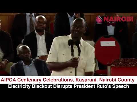 A power blackout interrupts President Ruto's speech at Kasarani.