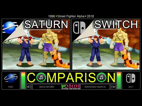 Street Fighter Alpha (Sega Saturn vs Nintendo Switch) Side by Side Comparison - Dual Longplay