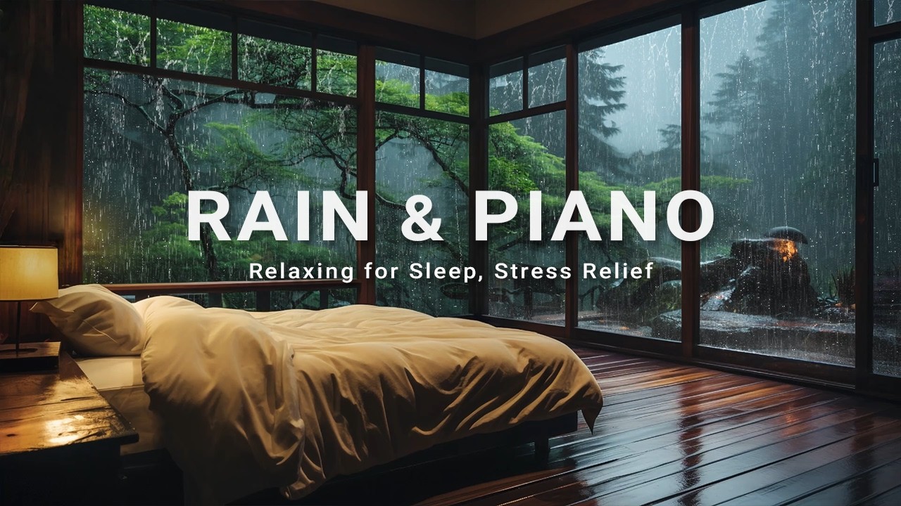 Calming Rain And Piano Music – Relaxing Night Sounds for Deep Sleep and Stress Relief Tonight
