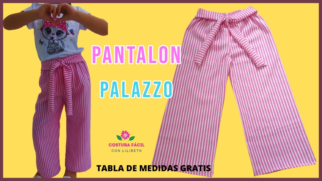 Como hacer un PANTALON para niña con elastico, pantalon PALAZZO, muy FACIL paso a paso