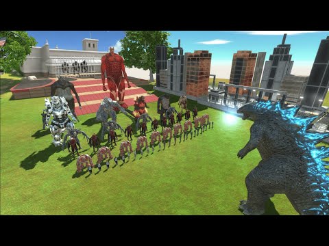 Godzilla 2014 Rescue Baby Kong From Colossal Titan + Mechagdozilla - Animal Revolt Battle Simulator
