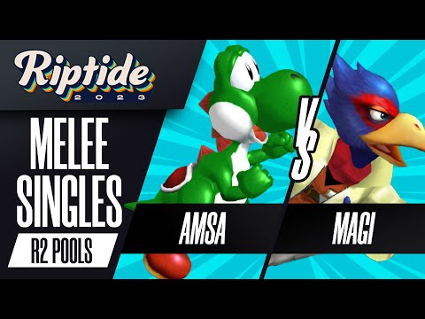 aMSa (Yoshi) vs Magi (Falco) - Melee Singles Round 2 Pools - Riptide 2023