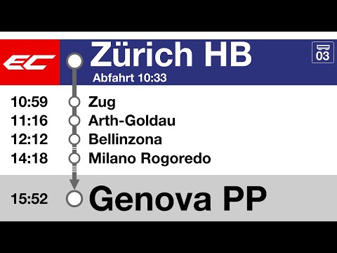 SBB FFS Ansagen/ annunci » EuroCity Zürich HB — Genova P. Principe (2022) | SLBahnen