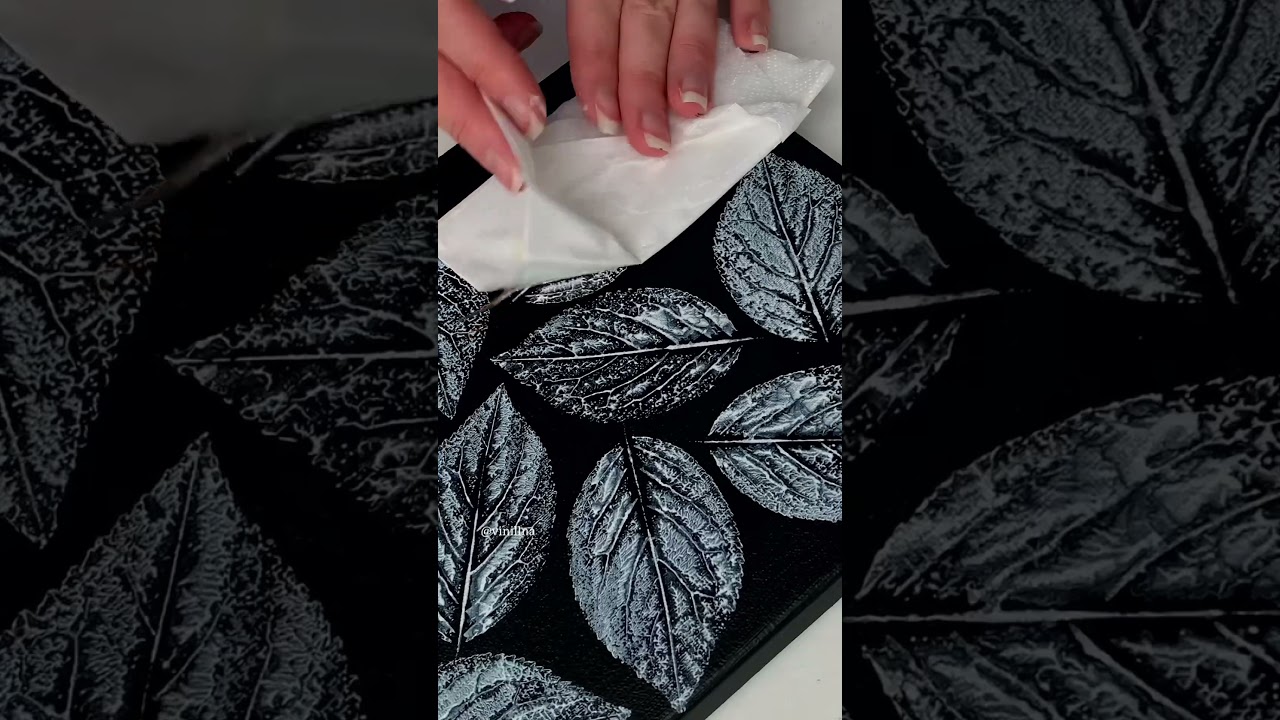 Black and white / Leaf painting / Acrylic painting / Painting technique