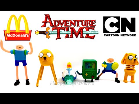 2014 ADVENTURE TIME McDONALD'S SET OF 6 HAPPY MEAL KIDS TOYS COLLECTION VIDEO REVIEW Video