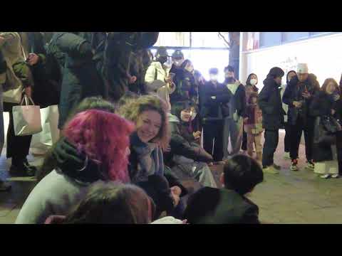 20230131 Tue. HyoJin#김효진&YuKagawa#유카가와 Hongdae Busking 홍대 버스킹 SnowHorse#눈말 DJI 0650