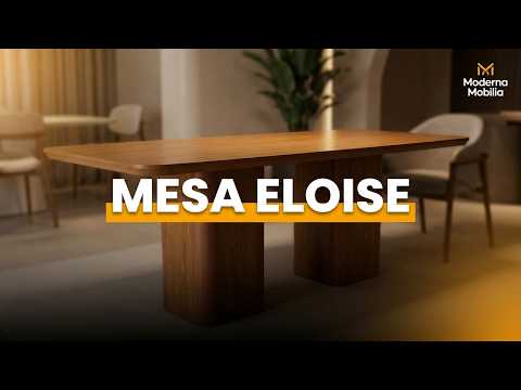 Video thumbnail of Mesa de Jantar Eloise 180cm Tampo Mdf Canto Copo Moderna Mobília