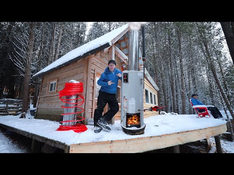 Ep.16 MacGyvered Hot Water Tank for Off Grid Cabin - Fire Burning Radiant In-Floor Heating