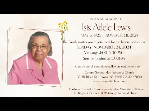 Funeral Service for Isis Adele Lewis