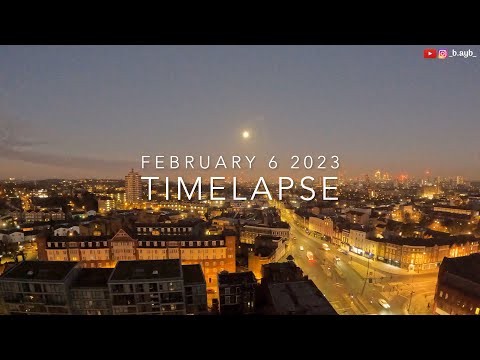 [4k] Clear Sky Full Moon Moonset to Sunset February 6, 2023 London | Timelapse | @walkxtravel