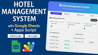 Hotel Management Web App Dashboard with Google Sheets | Admin & User Login | D14