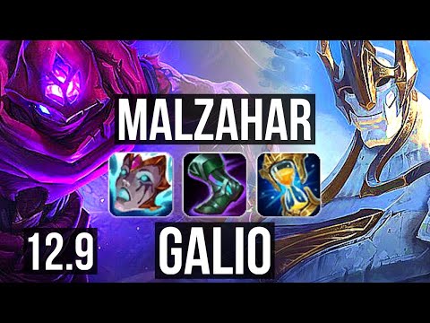 MALZAHAR vs GALIO (MID) | 10/0/12, Legendary, 400+ games | KR Diamond | 12.9