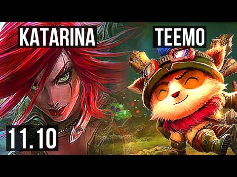 KATARINA vs TEEMO (MID) (DEFEAT) | Penta, Legendary, 600+ games, 1.2M mastery | KR Diamond | v11.10