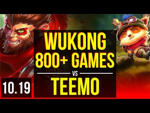 WUKONG vs TEEMO (TOP) | 1.0M mastery points, 800+ games, KDA 9/3/13 | NA Grandmaster | v10.19