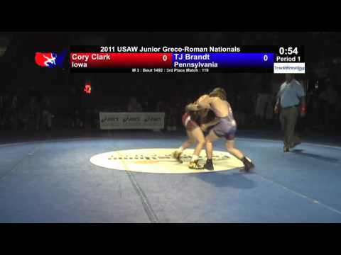 Junior Greco 3rd 119 - Cory Clark (IA) vs. T.J. Brandt (PA)