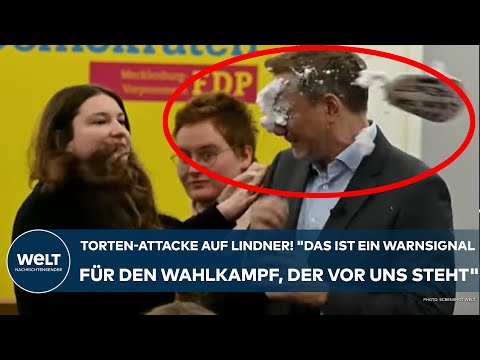GREIFSWALD: Tortenattacke auf Lindner! "Das ist ein Warnsignal für den Wahlkampf, der vor uns steht"
