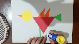 Pattern with Shapes: Cut and Paste activity| Craft for Kids | Making a bird