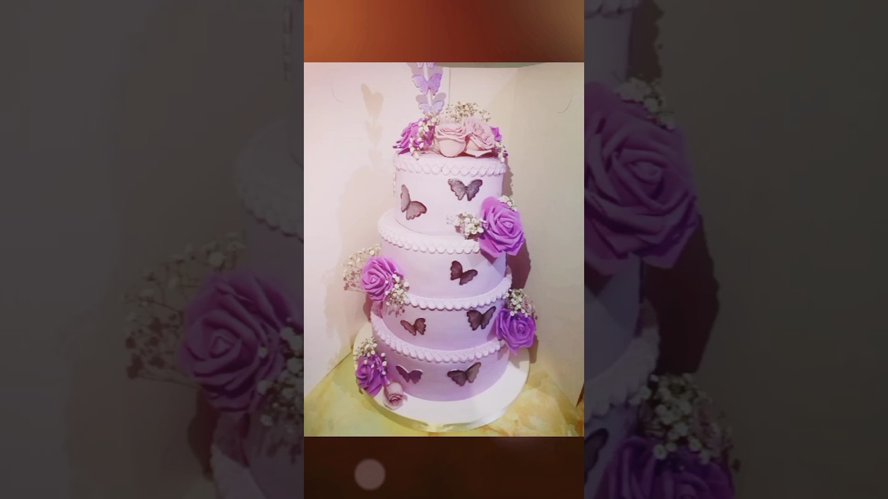 TORTA 15 AÑOS💜#cumpleaños #rosas #torta #lila #15años