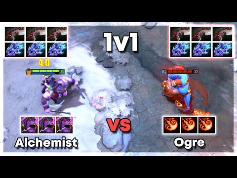 Alchemist vs Ogre with 3x Abyssal Blade and 3x Moonshard - Dota 2 1v1