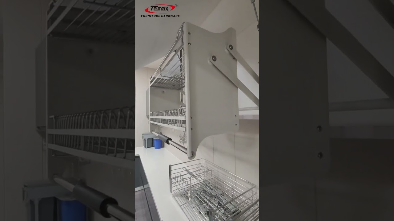 Wall cabinet pull-down lifting cabinet storage wall cabinet pull basket #shorts #kitchen