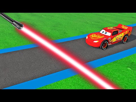 LIGHTSABER vs MCQUEEN and PIXAR CARS in BeamNG.drive