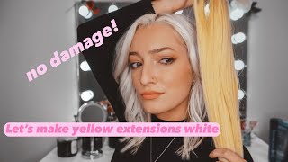How To Tone Yellow Hair Extensions White | NO DAMAGE