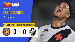 VASCO PERDE PÊNALTI, É SUPERIOR NO JOGO, MAS SÓ EMPATA COM MADUREIRA NO CARIOCA; MELHORES MOMENTOS