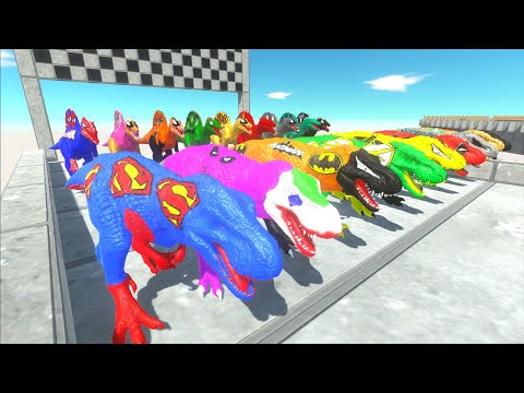T-rex Dc Marvel vs Spinosaurus Justice League Speed Race Champions - Animal Revolt Battle Simulator