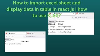 How to import excel sheet and display data in table in react js?