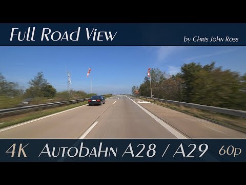 Autobahn (A28, A29), Germany: RP Hemmelsberg - Kreuz Oldenburg-Ost - RP Bornhorster Wiesen Ost - 4K